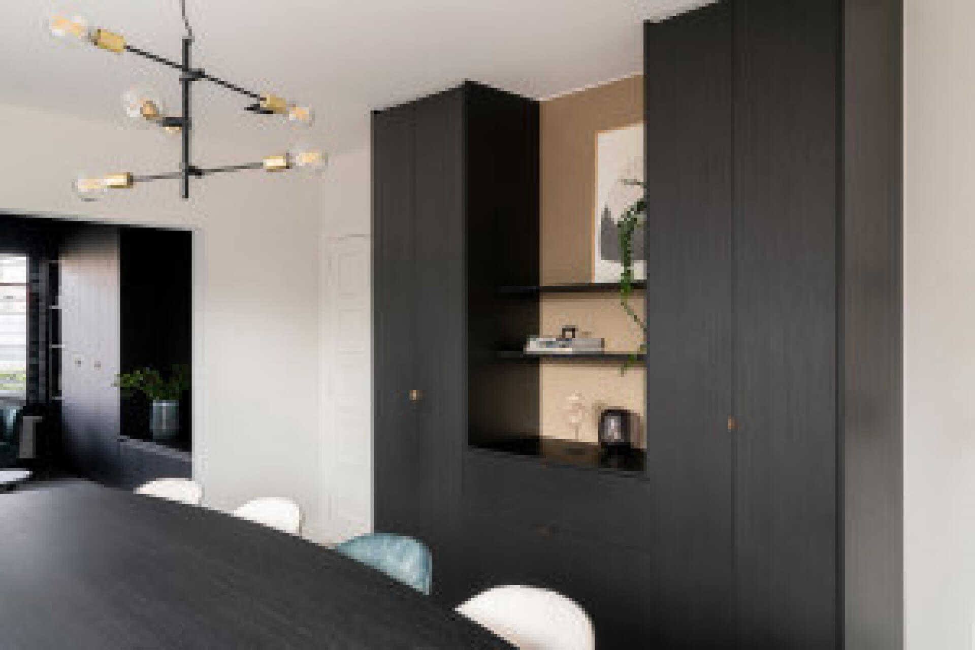 Bespoke storage cupboard in living room in Elegant Black colour
