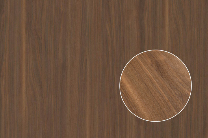 Wood finish in dark walnut called 'Lorenzo Walnut' for your custom wardrobe from Maatkasten Online