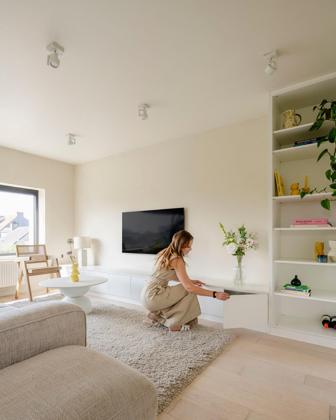 Meuble TV blanc sur mesure