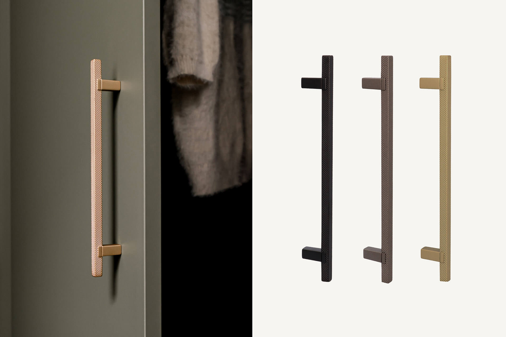 Handles - Diamond furniture handles for your custom-made cabinet, available in black, anthracite, and brass