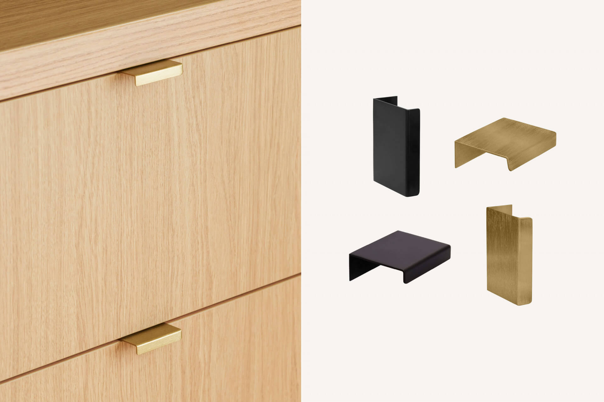 Handles - Mini Pure furniture handles for your custom-made cabinet, available in black and brass