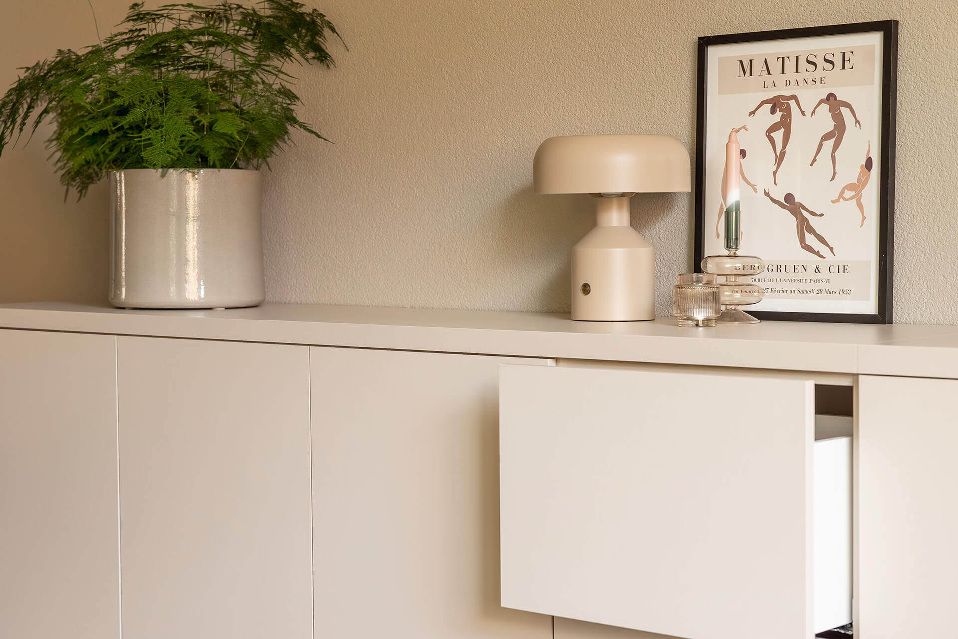 Custom-made sideboard in the color Dune Beige