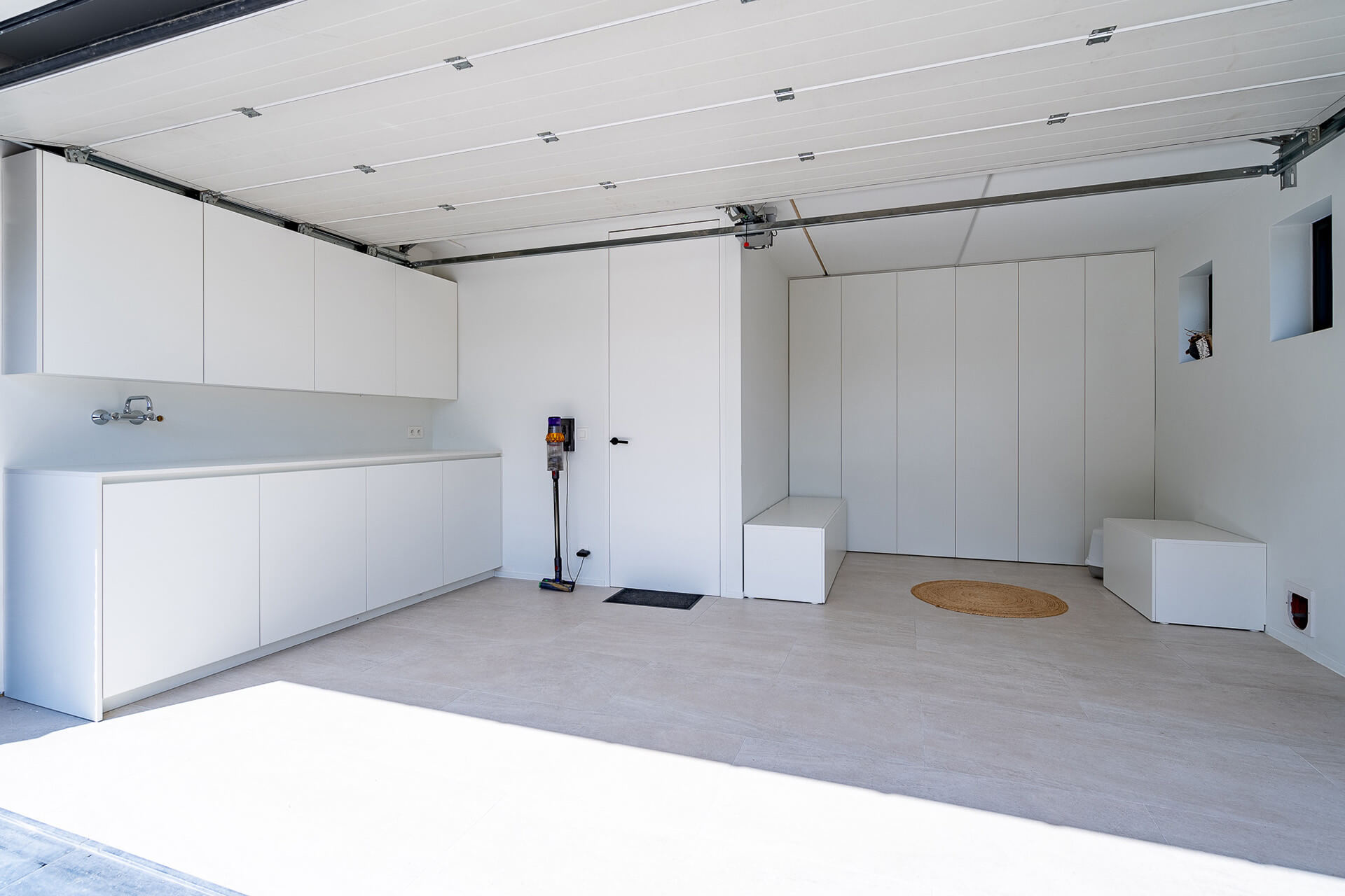 White customised storage cabinets for garage and storage, from customised cabinets online