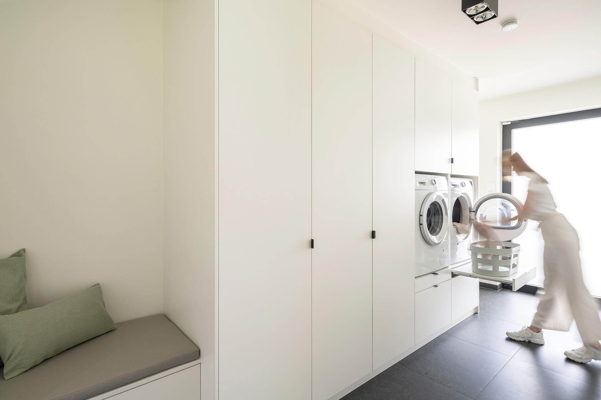 Custom washing machine enclosure in the laundry room