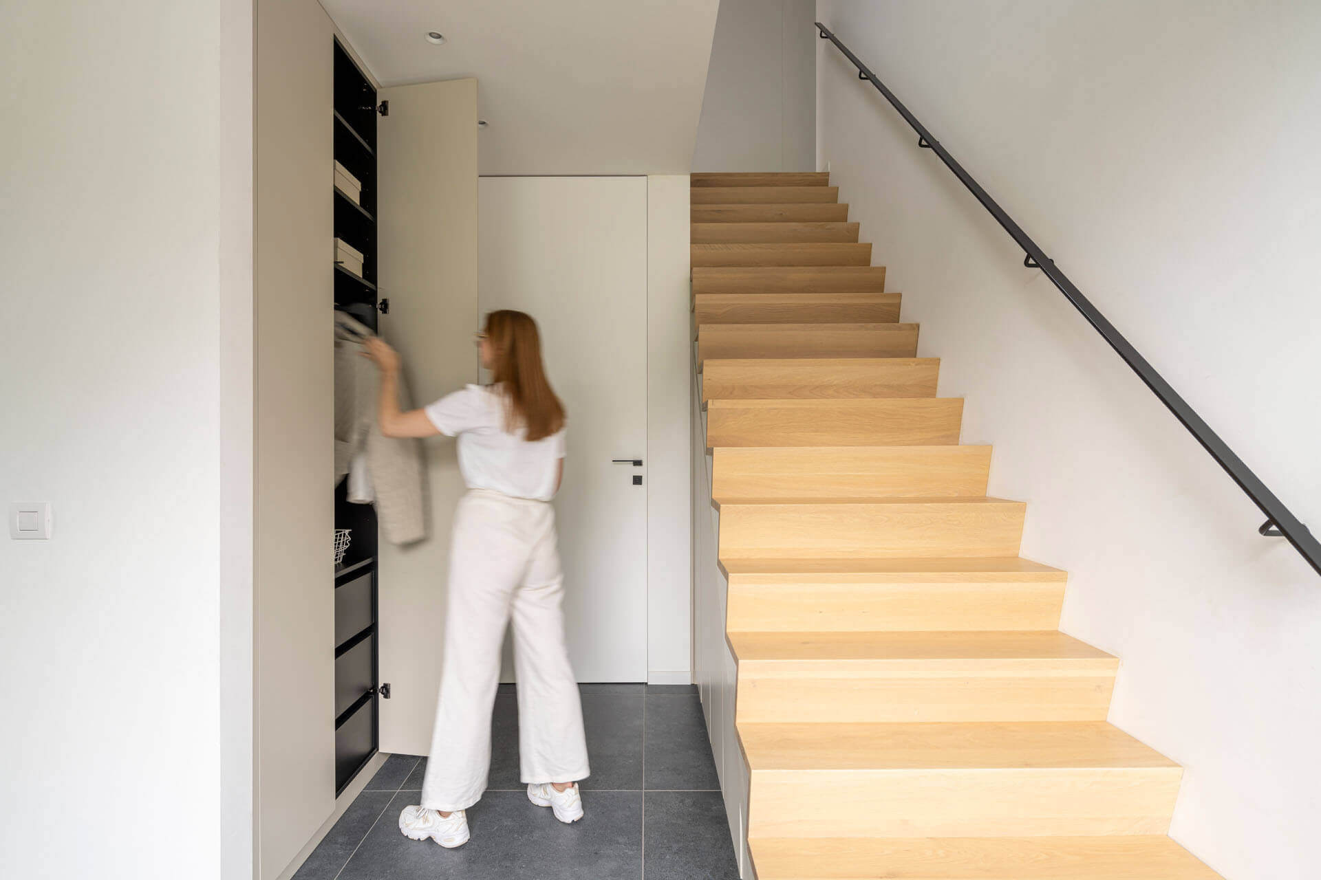 Custom made hallway closet in neutral tone Turtle Grey