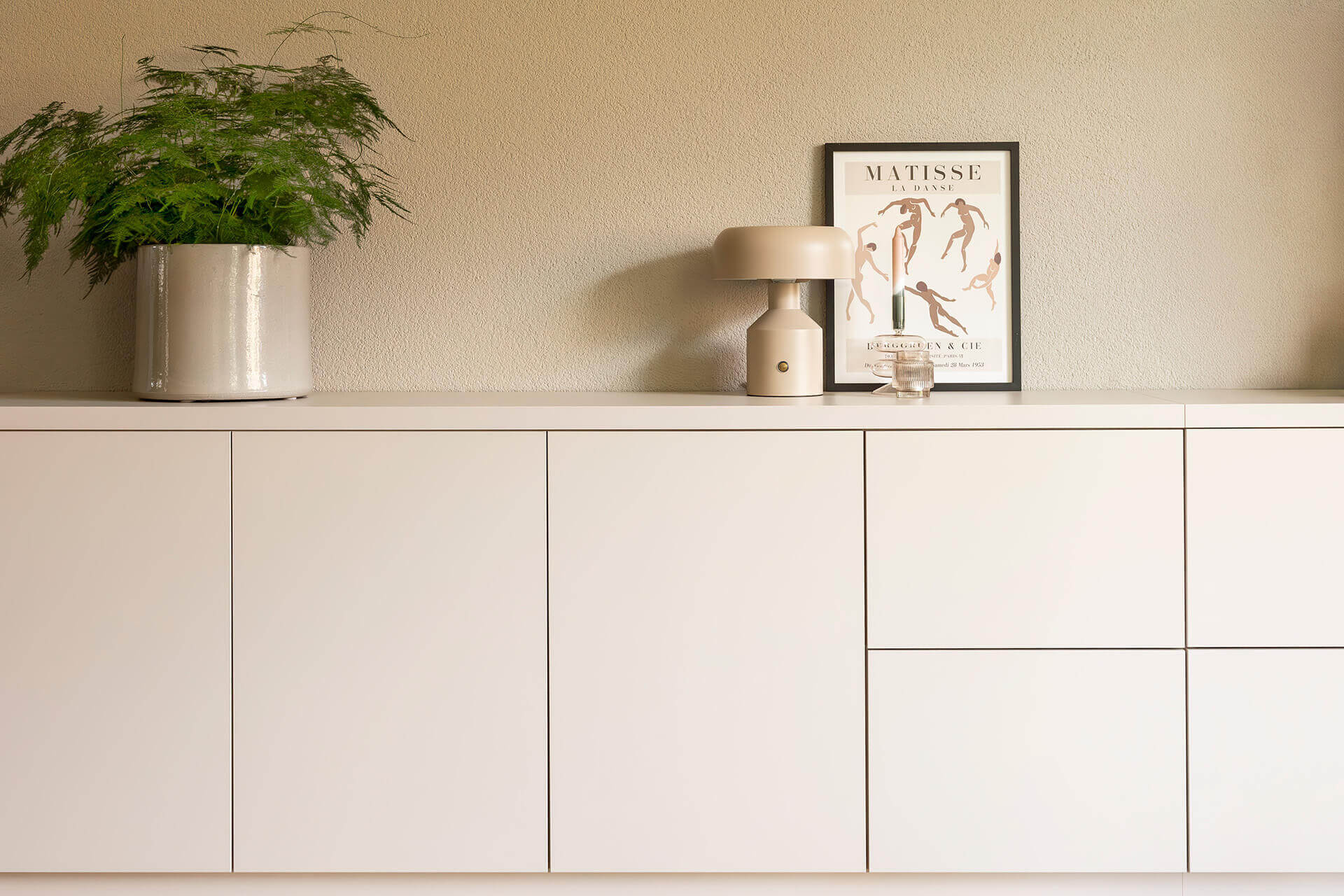 Custom-made TV unit in Dune Beige